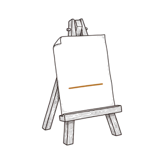 A single sheet of paper propped on a small cedar easel